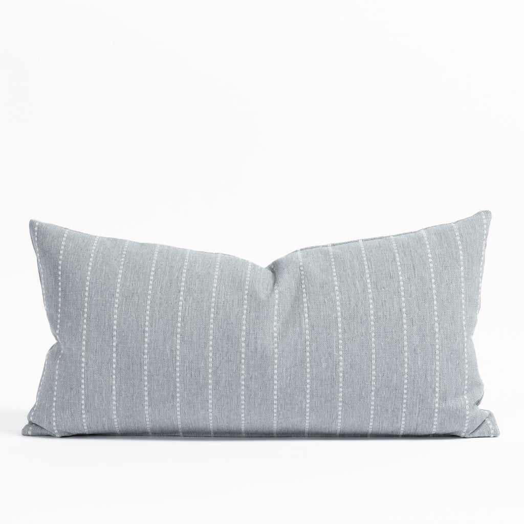 Fontana 12x24 Cloud blue grey with white stripe indoor outdoor lumbar pillow from Tonic Living