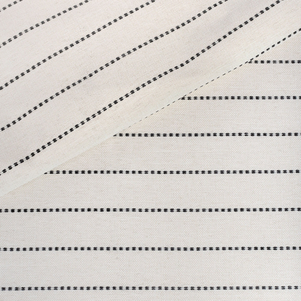 Fontana Graphite, a cream and black horizontal stripe indoor outdoor fabric