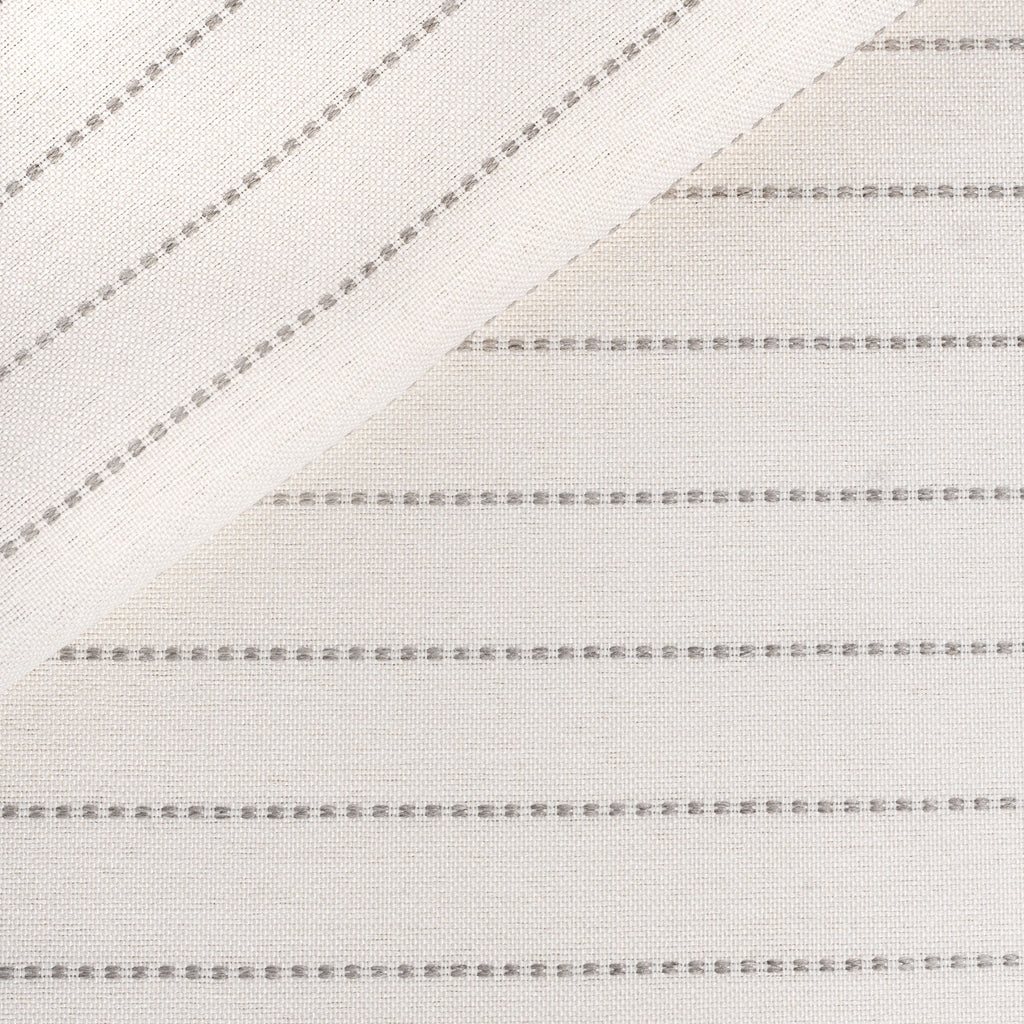 Fontana Linen, a light cream and sandy gray horizontal stripe indoor outdoor fabric from Tonic Living