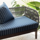 Fontana Navy and white indoor outdoor fabric bench cushion and pillow