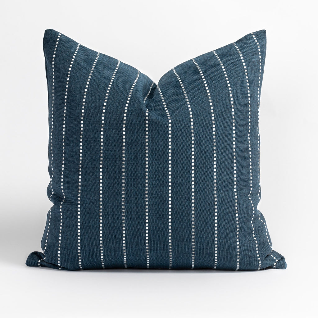 Fontana Navy 20x20 pillow, a navy blue and white vertical stripe indoor outdoor pillow from Tonic Living