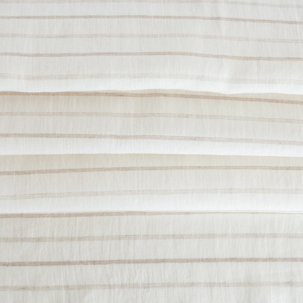 Fraser creamy-white and taupe stripe linen-blend drapery fabric : view 5