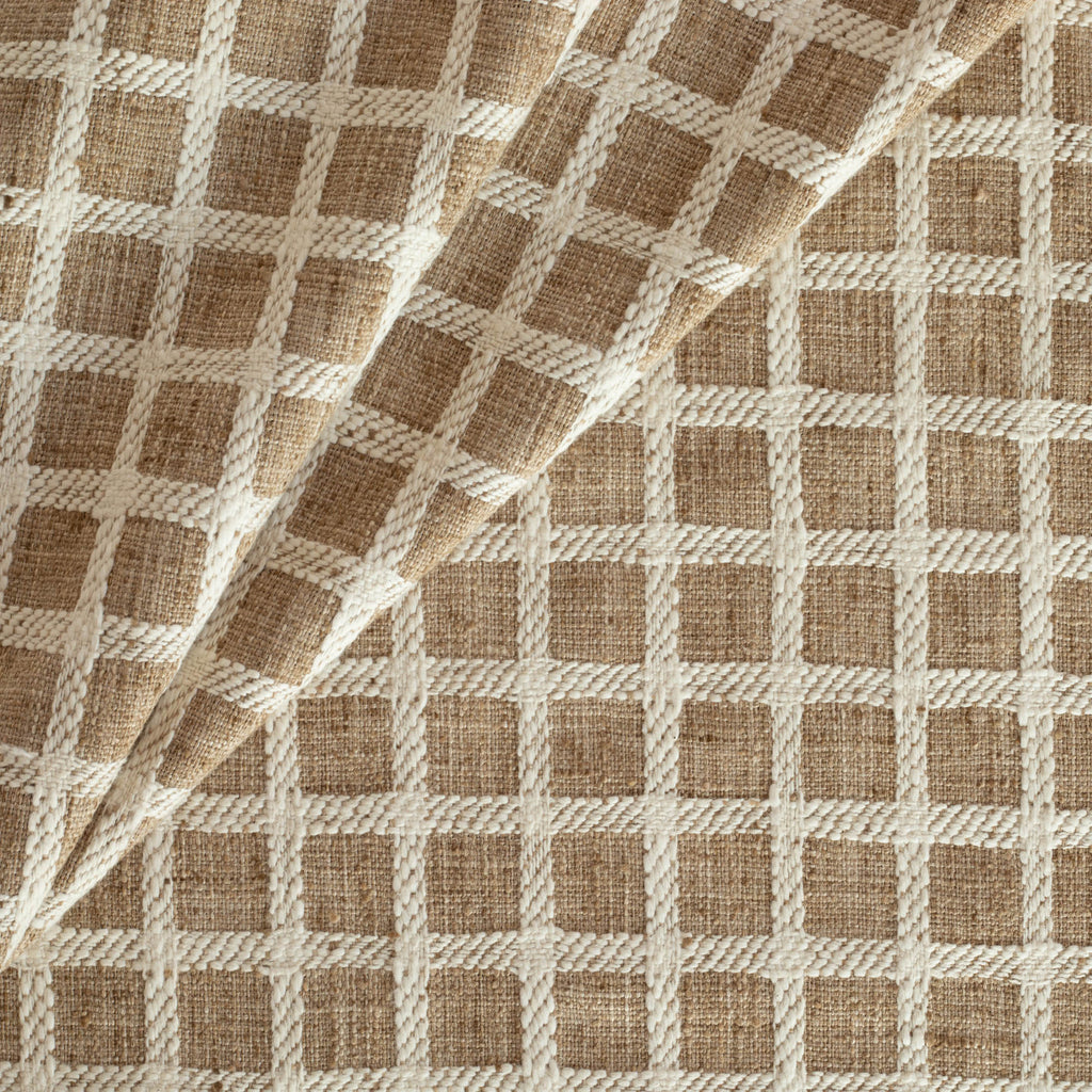 Glendon Check Burlap, a light brown and cream windowpane check home decor fabric from Tonic Living