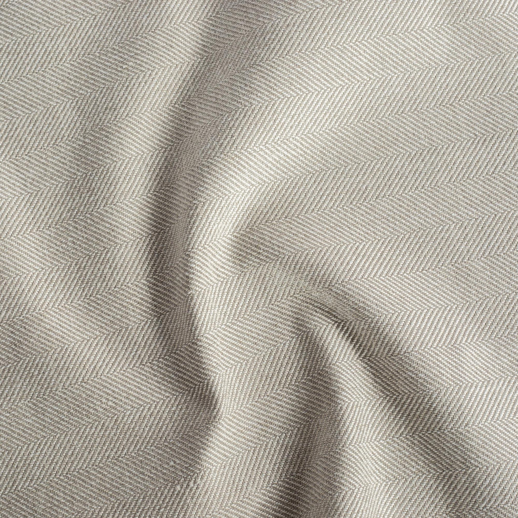 a gray and cream herringbone high performance fabric