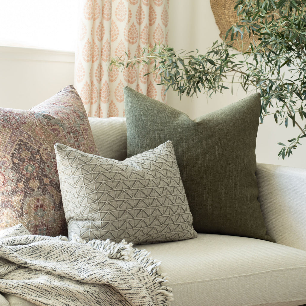 Vintage modern sofa pillow combination from Tonic Living
