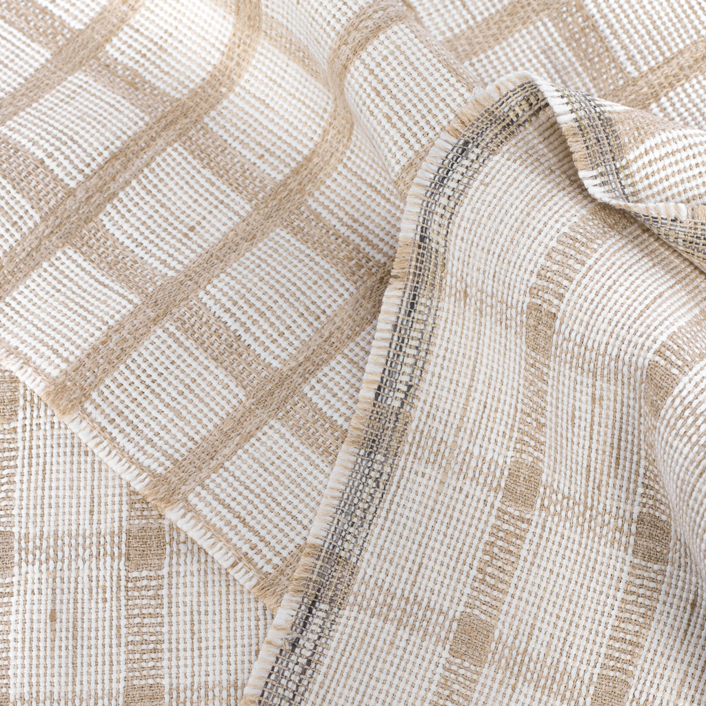 ivory and flax plaid check drapery and upholstery fabric