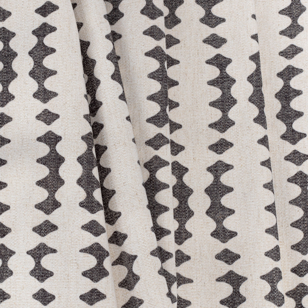 Helmi Charcoal, a black and beige abstract striped print fabric : view 4