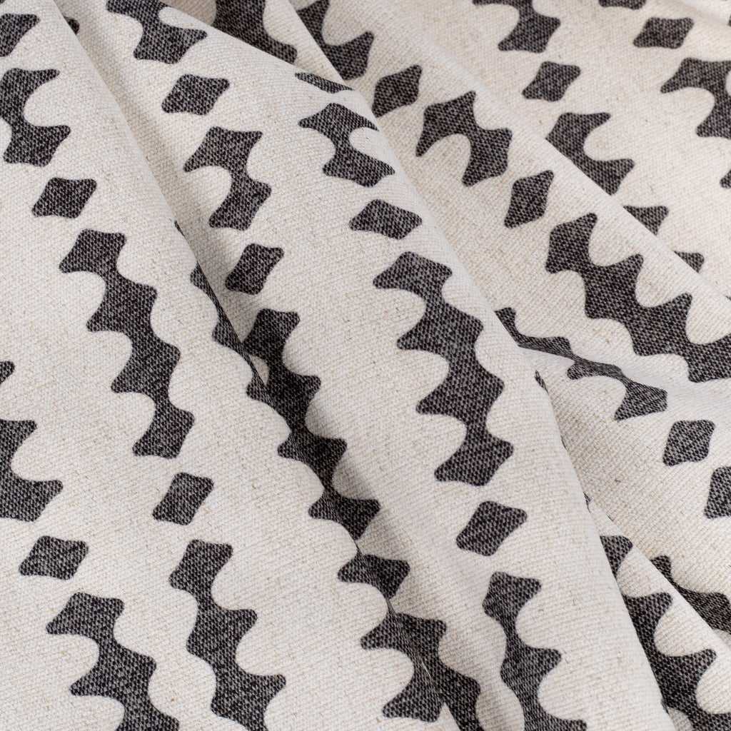 Helmi Charcoal, a black and beige abstract stripe print fabric : view 6