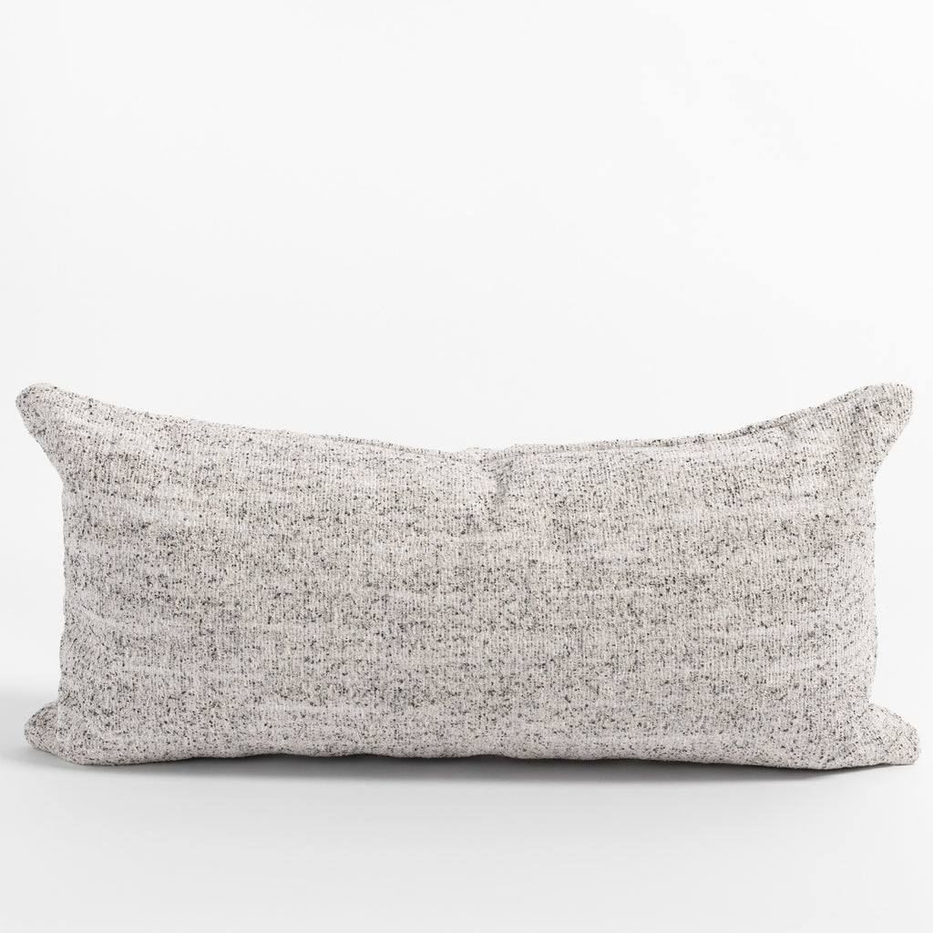 Heywood 12x24 Lumbar Pillow Pepper cream and charcoal speckled pillow from Tonic Living