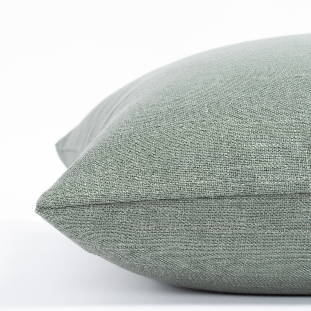 a watery jade green throw pillow : side view