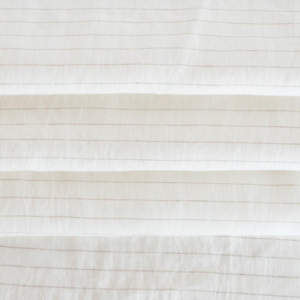 Hudson cream white and taupe stripe linen blend drapery fabric : view 3