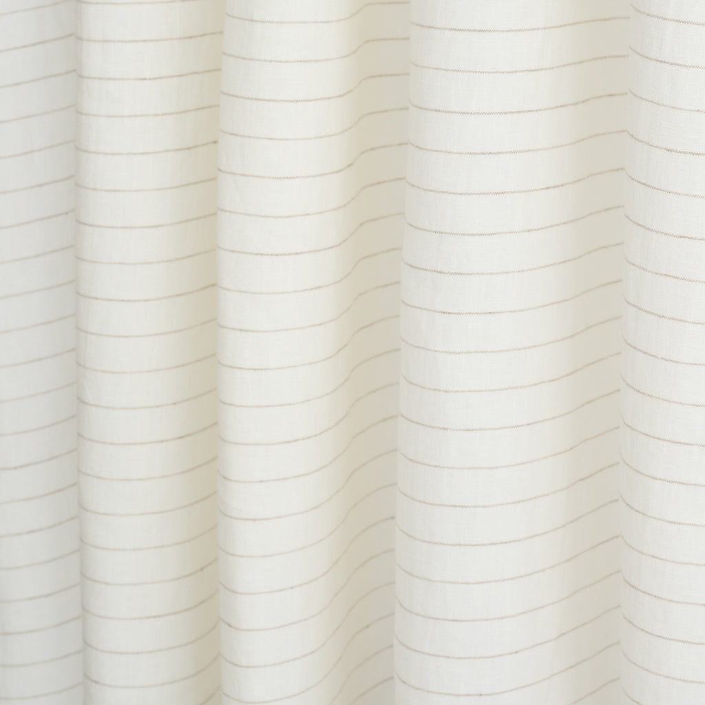 Hudson cream white and taupe stripe linen blend drapery fabric : view 2