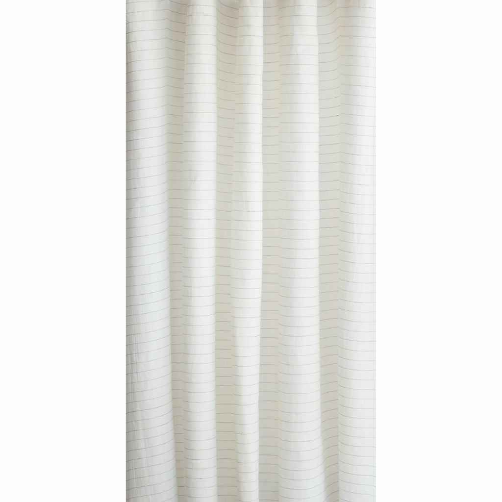 Hudson cream white and taupe stripe linen blend drapery fabric : view 5