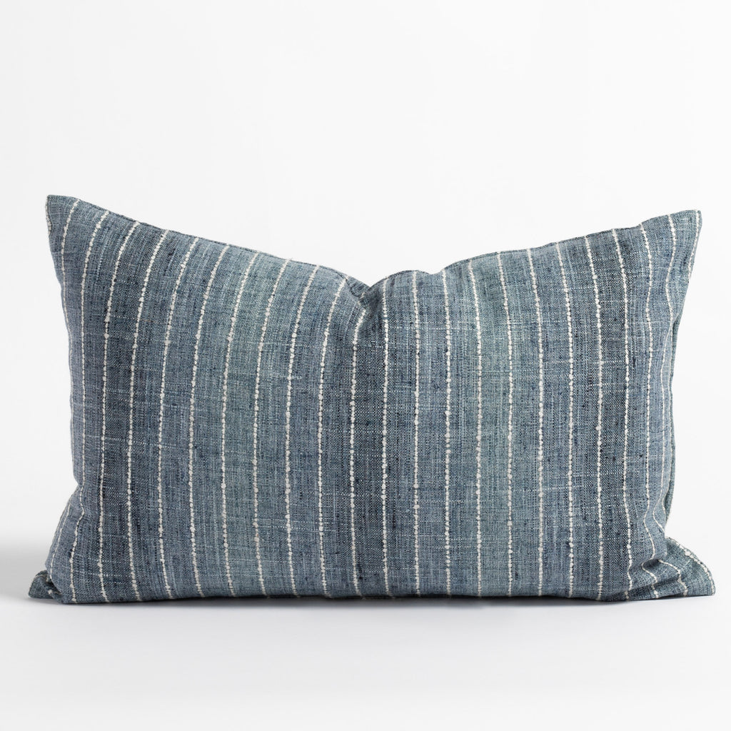 Hyden 14x20 lumbar pillow lake blue, an ombre blue and white stripe lumbar pillow from Tonic Living