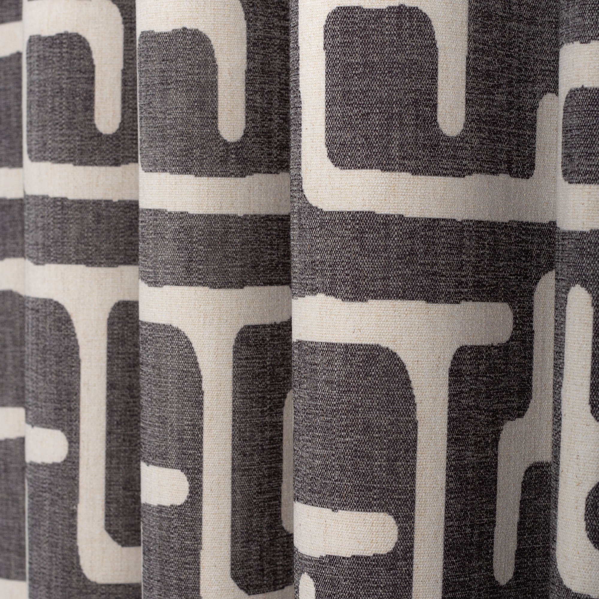 dark gray and sand beige graphic block print fabric