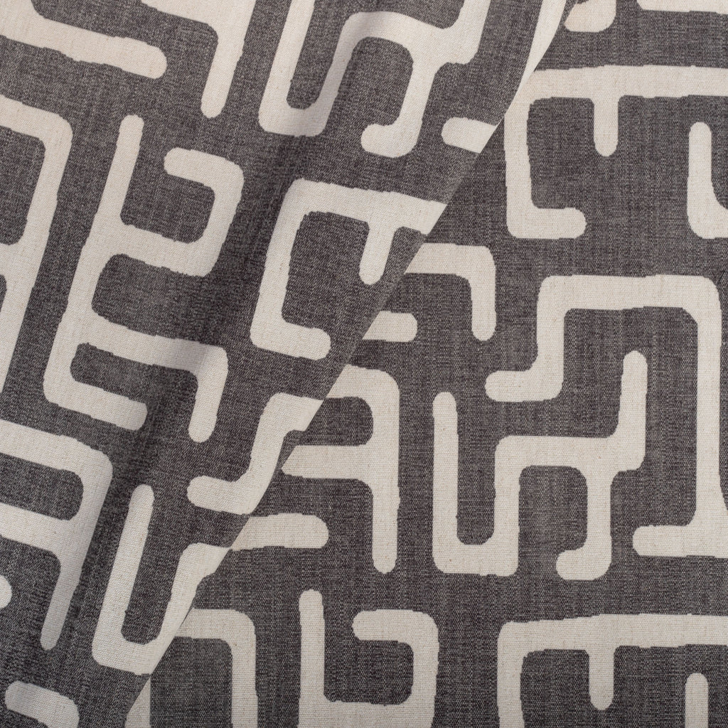 dark gray and beige block print fabric