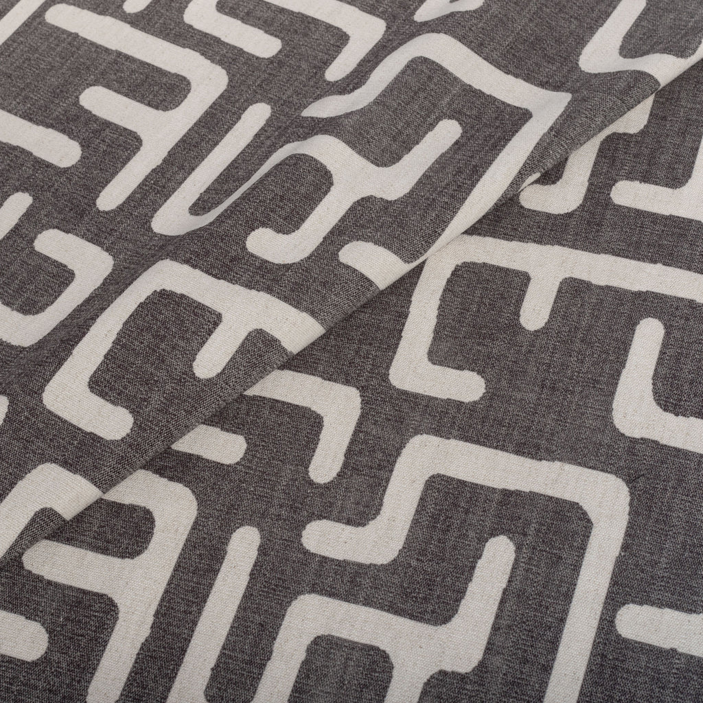 Karru charcoal gray and beige block print fabric from Tonic Living