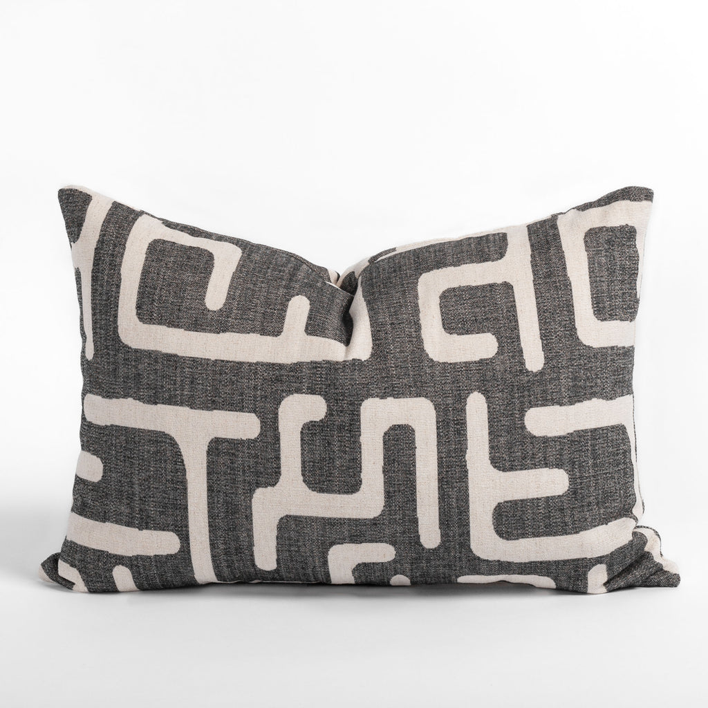 Karru charcoal grey lumbar throw pillow from Tonic Living