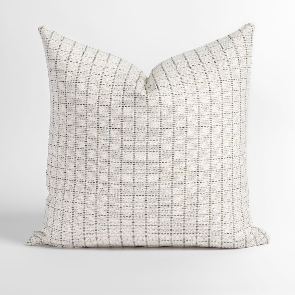 Keely Check Birch, a cream and greige windowpane check pillow from Tonic Living
