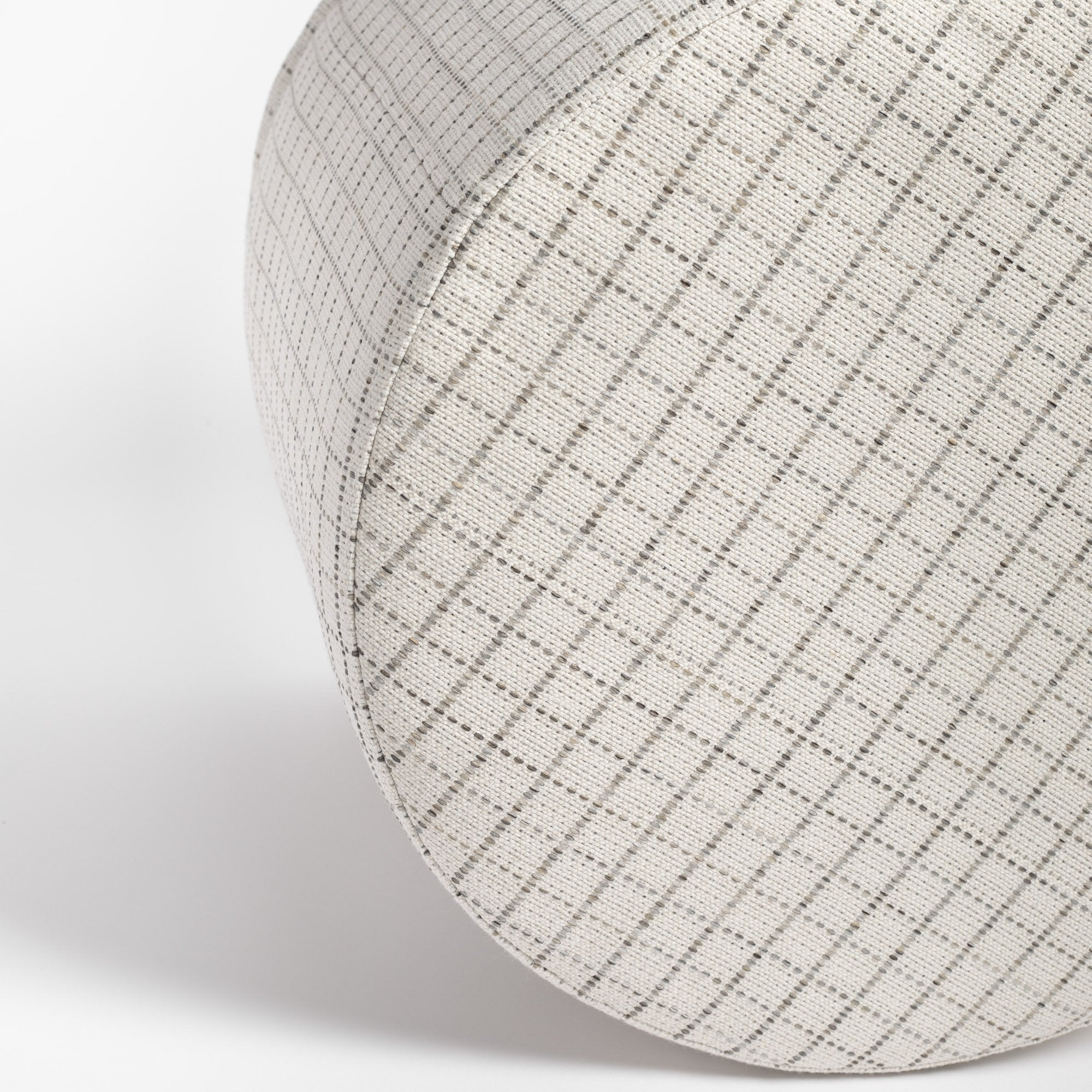 Keely Check Birch Ottoman, a cream and grey windowpane check round ottoman : top view
