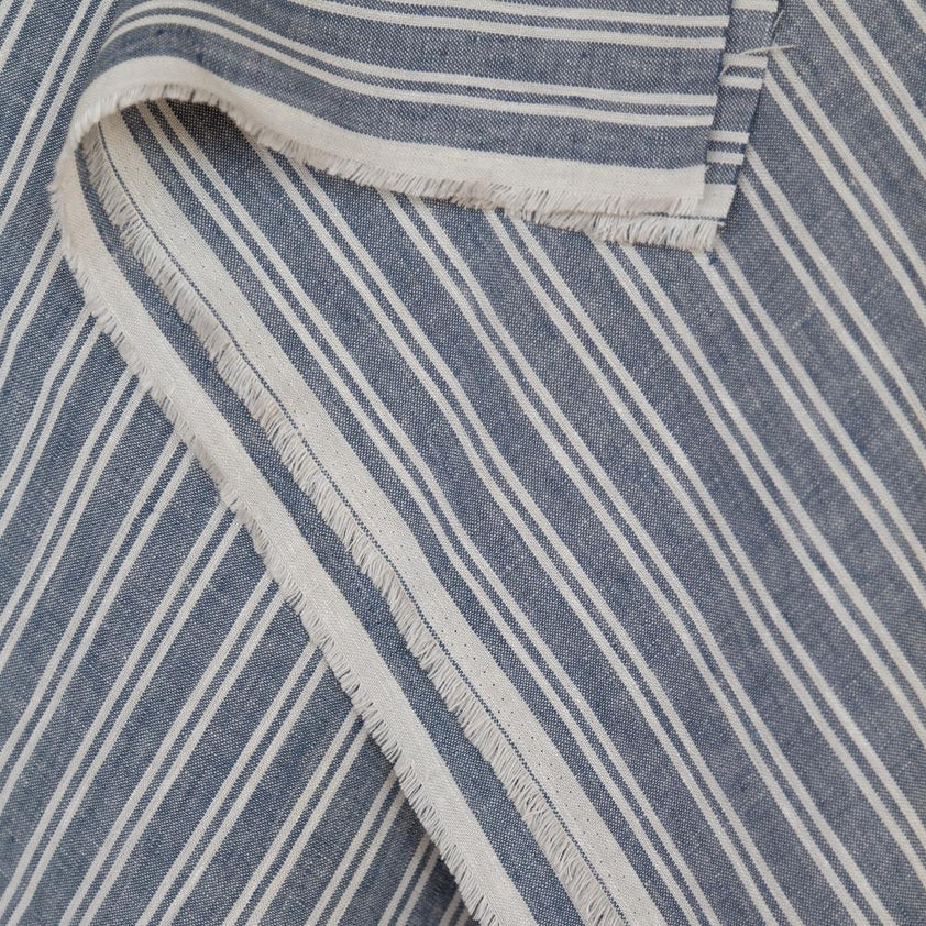 Lita Stripe Linen, French Blue + White – Tonic Living