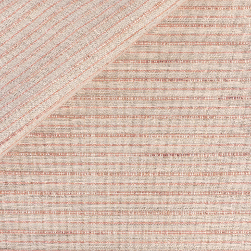 Misto Coral Blush, a light pink and light tan horizontal striped Crypton Home performance fabric