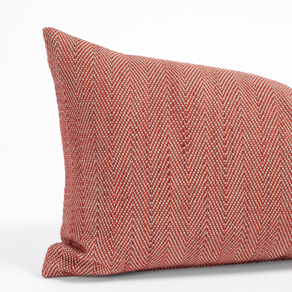 Molino Pomegranate red herringbone indoor outdoor lumbar pillow : view 2
