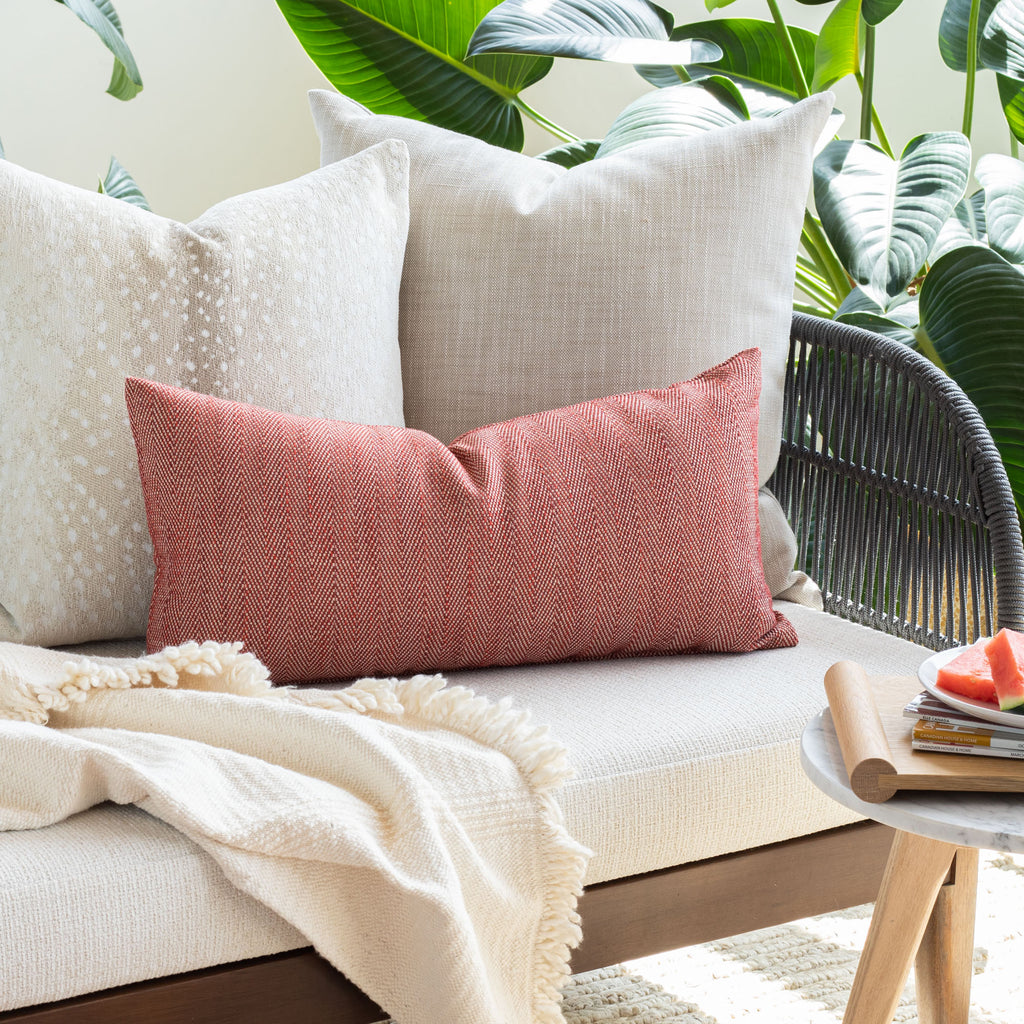 rustic red and neutral taupe indoor outdoor pillows from Tonic Living