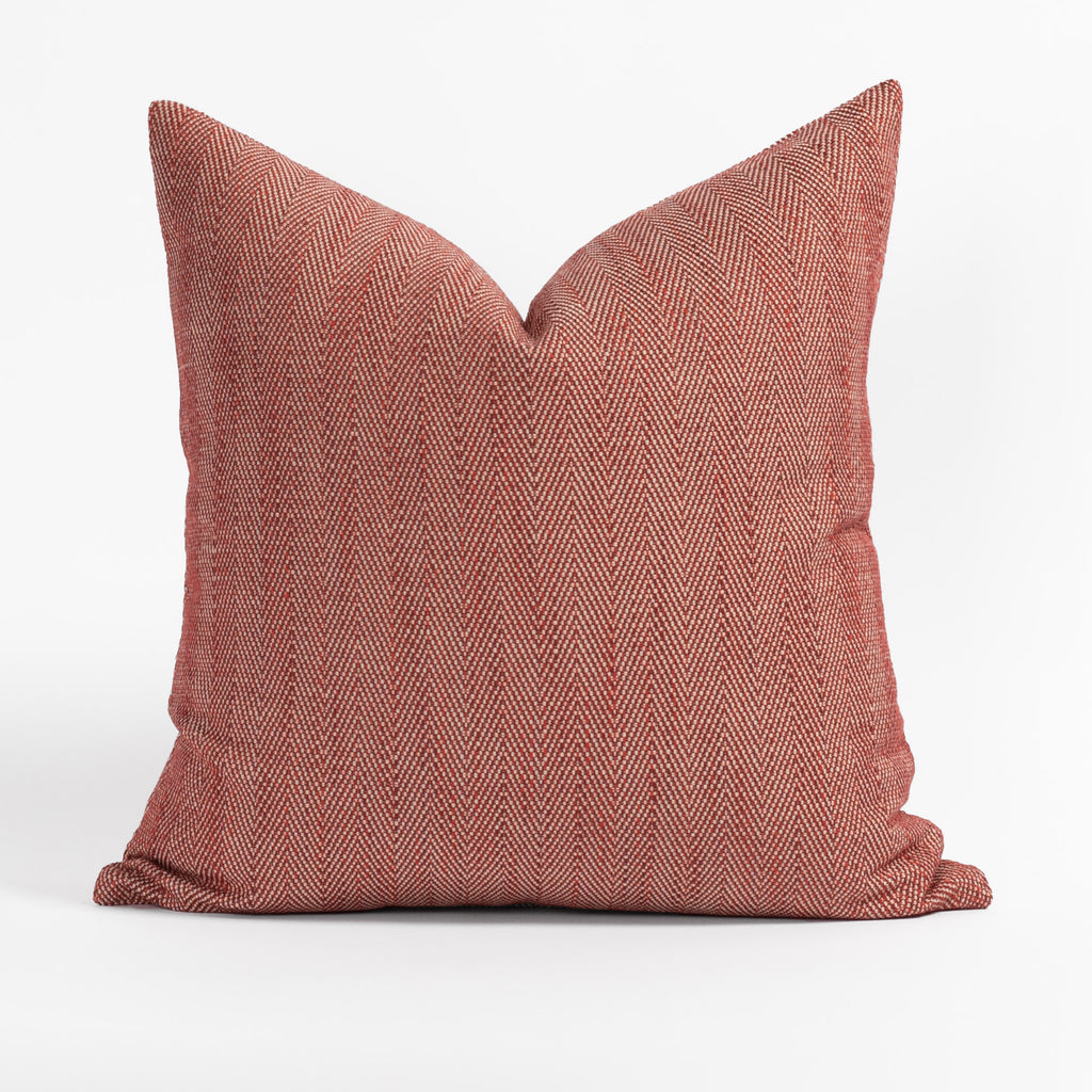Molino Pomegranate red herringbone indoor outdoor pillow from Tonic Living