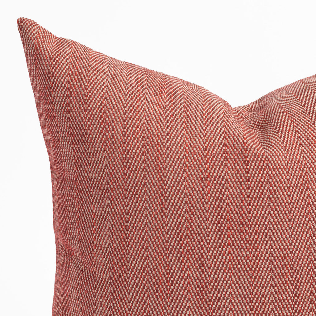 Molino Pomegranate red herringbone indoor outdoor pillow : view 2