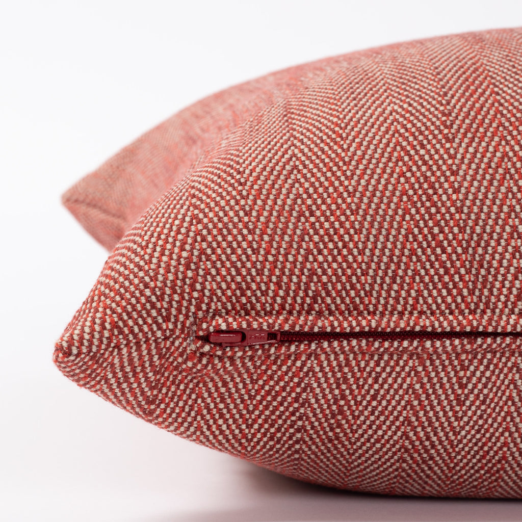 Molino Pomegranate red herringbone indoor outdoor pillow : view 3