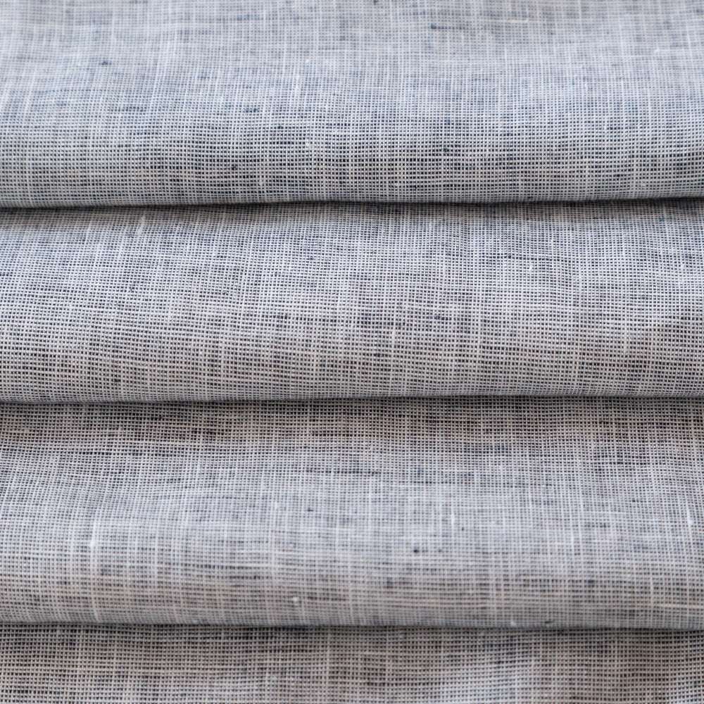 Normandy Linen Salt and Pepper, a white and deep navy blue linen drapery fabric : view 3