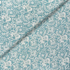 Padma Aqua, an aqua blue and cream tapestry block print pattern cotton fabric from Tonic Living 