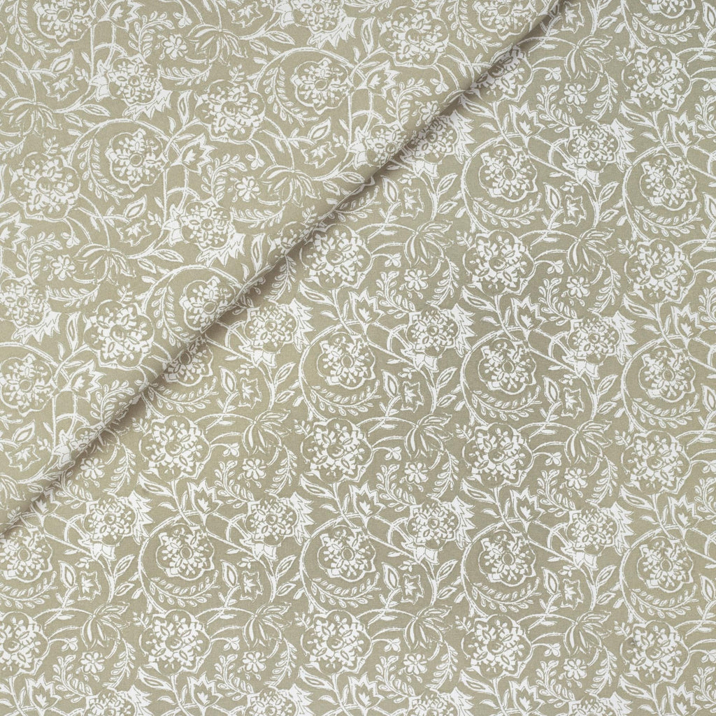 Padma Sand, a khaki beige and cream tapestry block print style cotton fabric from Tonic Living 