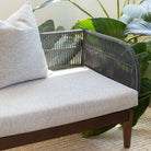 cream and warm grey marled indoor outdoor fabric bench cushion and pillow