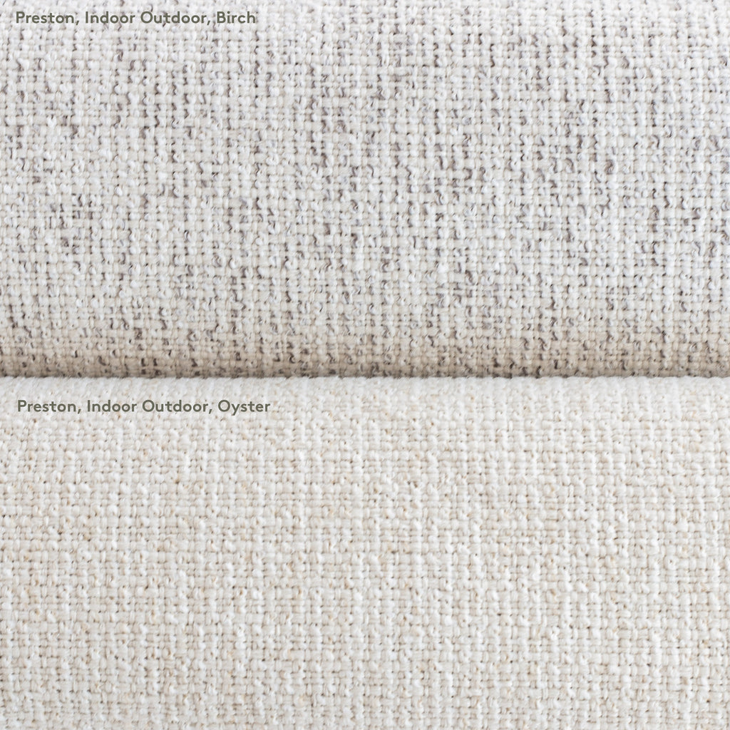 Preston Indoor Outdoor home decor fabric in Oyster and Birch colorways from Tonic Living