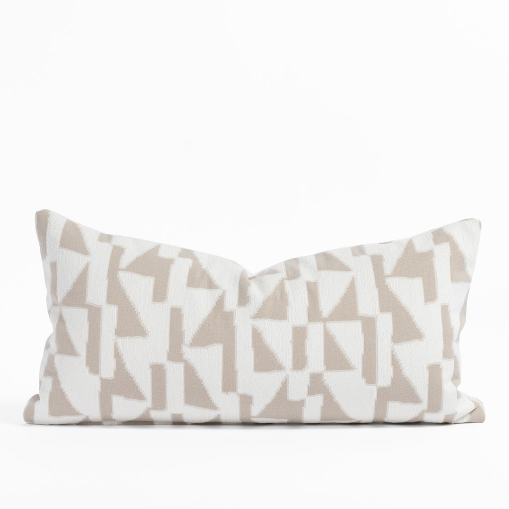 Pueblo taupe and white mosaic pattern lumbar pillow from Tonic Living