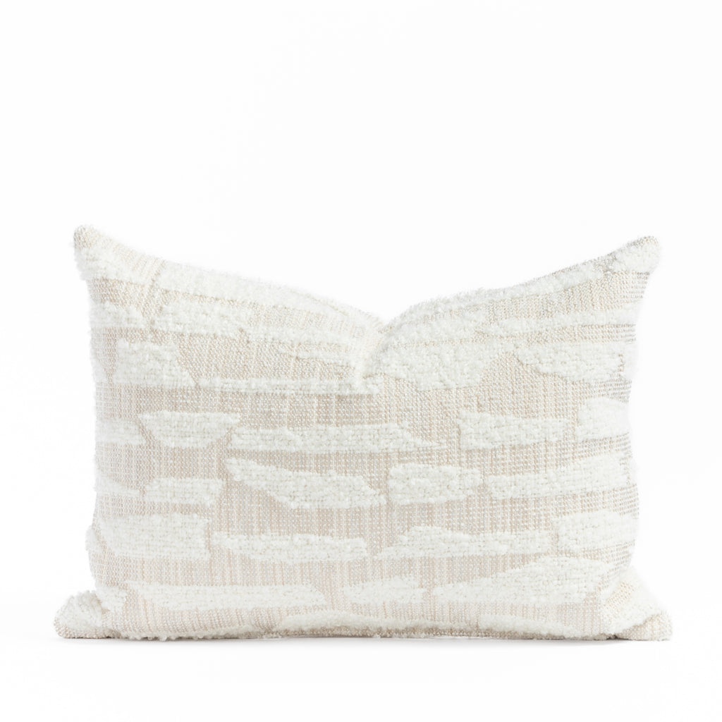 Pyla 14x20 Pearl Lumbar Pillow, a cream textured abstract patterned throw pillow from Tonic Living