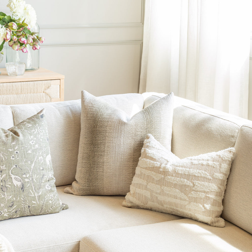 Neutral tones, textured designer Tonic Living pillows
