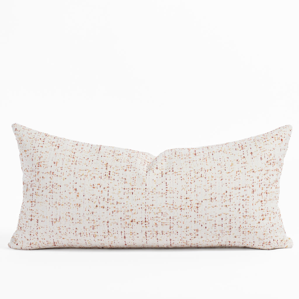 Rosetta Grenadine Lumbar Pillow : a cream with red yellow confetti dot pattern indoor outdoor lumbar pillow from Tonic Living