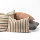 Tonic Living earthtone pillows : Rosseau Bark, Hollis Terracotta, Hollis blue smoke