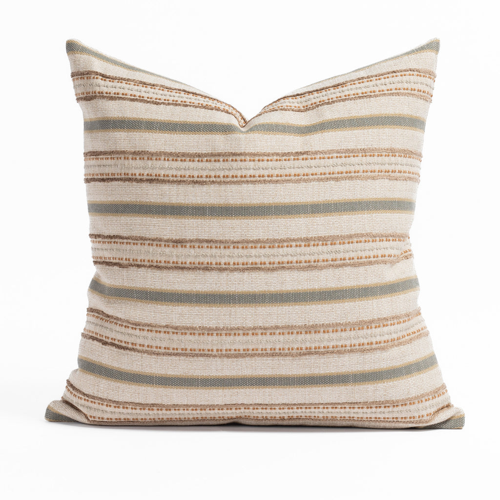 Rosseau 20x20 Pillow Bark, an earthtoned multi-striped throw pillow from Tonic Living