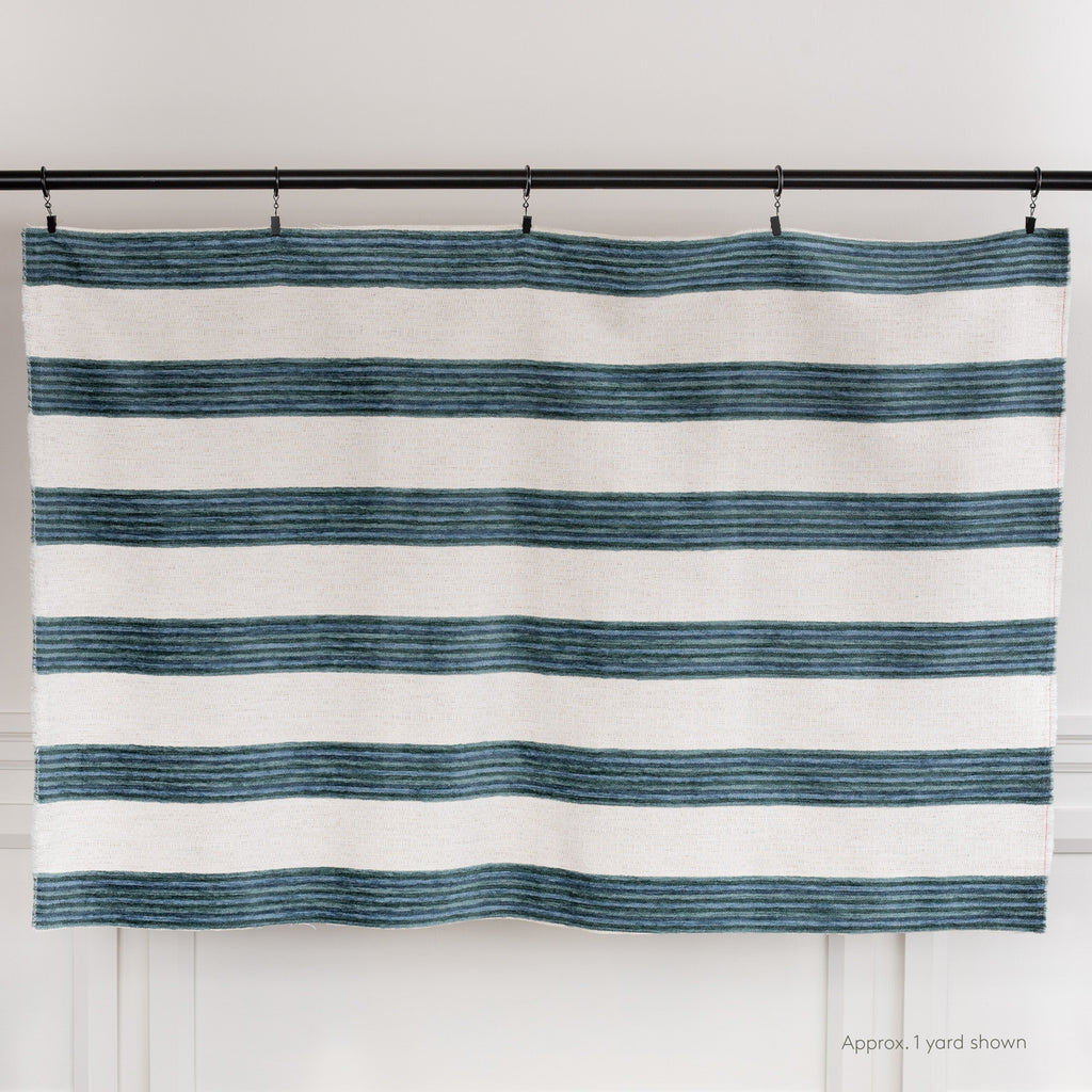 blue green and cream chenille stripe home decor fabric from Tonic Living