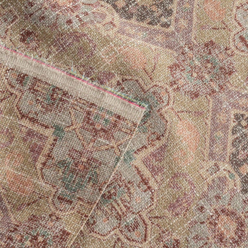Serafina : a plum, blush pink, tan and brown vintage medallion tapestry print upholstery fabric : view 4