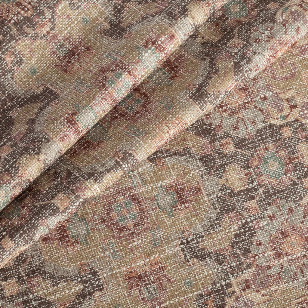 Serafina : a plum, blush pink, tan and brown medallion tapestry print upholstery fabric : view 6