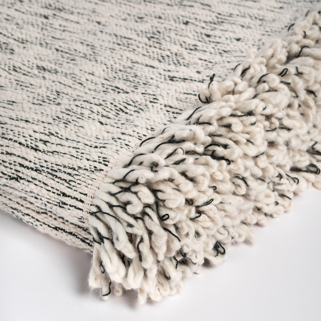 Silvero Pepper throw blanket, a cream and black chunky marled weave cotton blanket : view 3