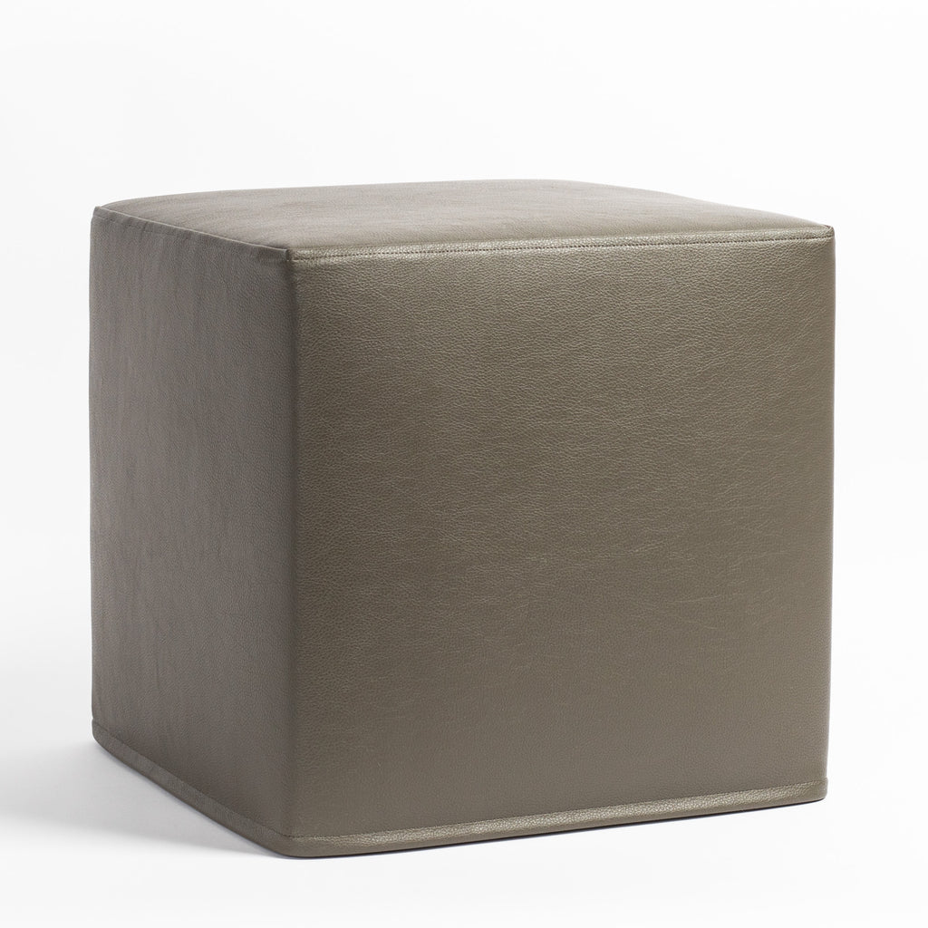 Sloane Faux Leather Cube Ottoman, Bedrock