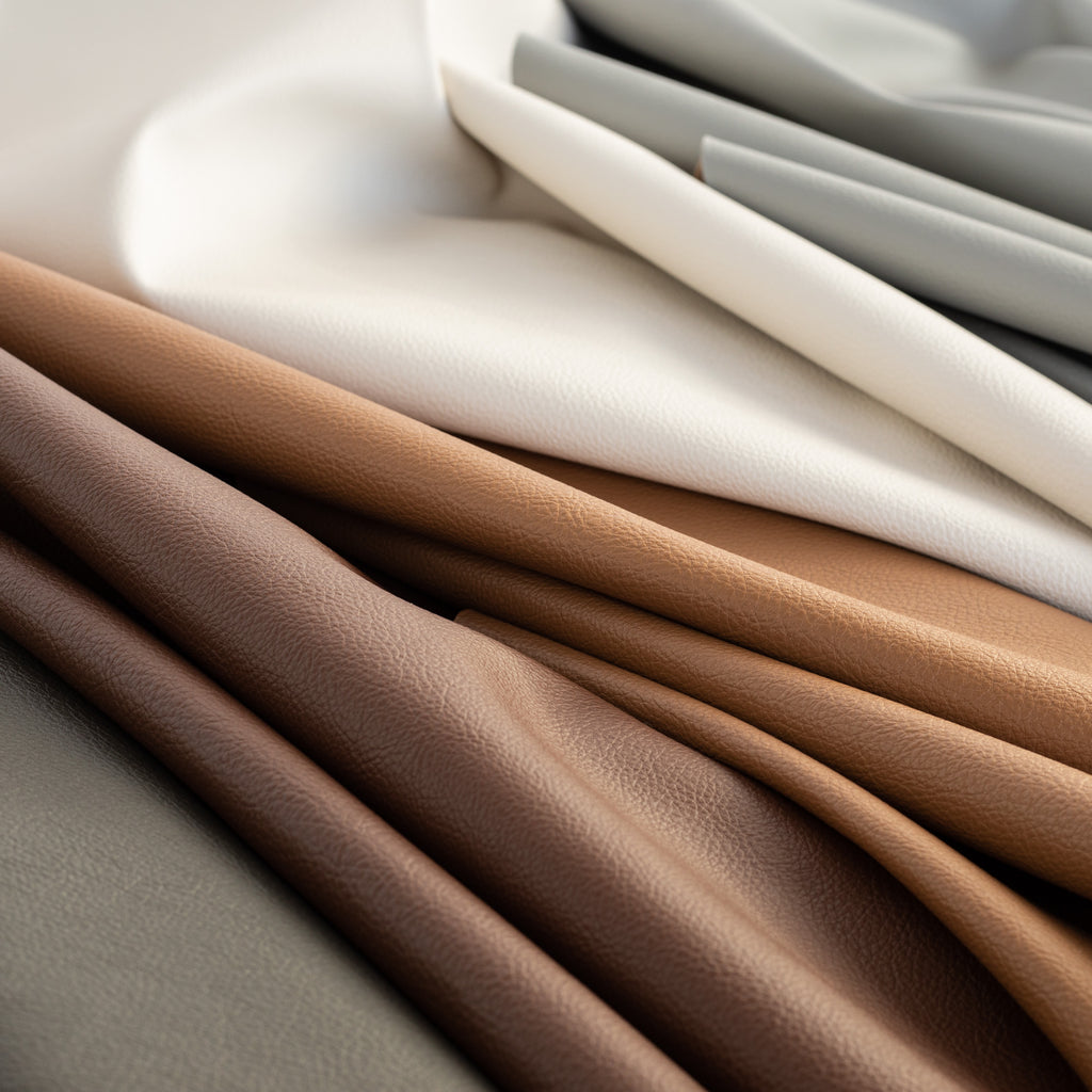 Sloane performance vinyl faux leather upholstery fabric collection in five colors