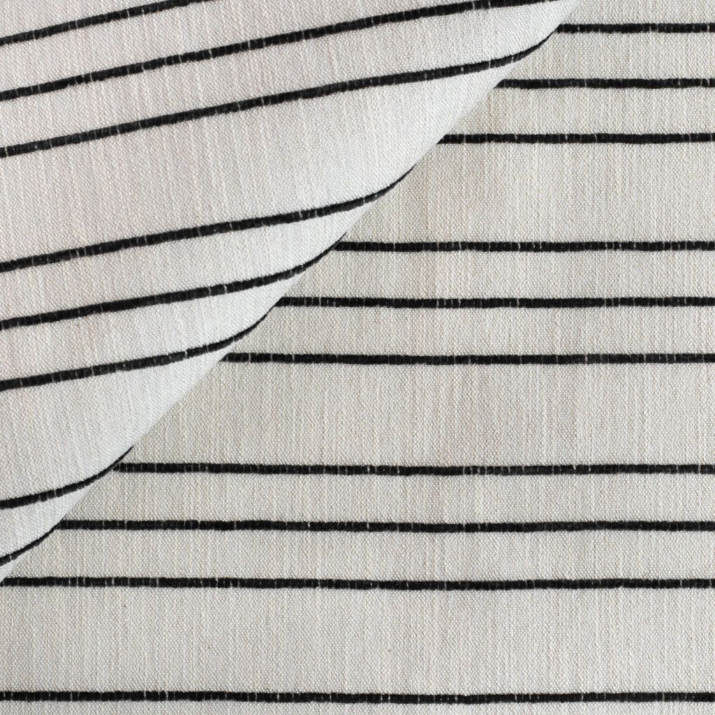 Spar Stripe Onyx, a flax cream with thin black stripe multipurpose upholstery fabric from Tonic Living view:1