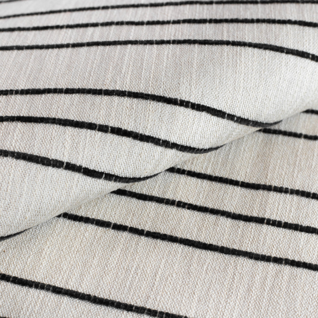 Spar Stripe Onyx, a flax cream with thin black stripe multipurpose upholstery fabric from Tonic Living view:4